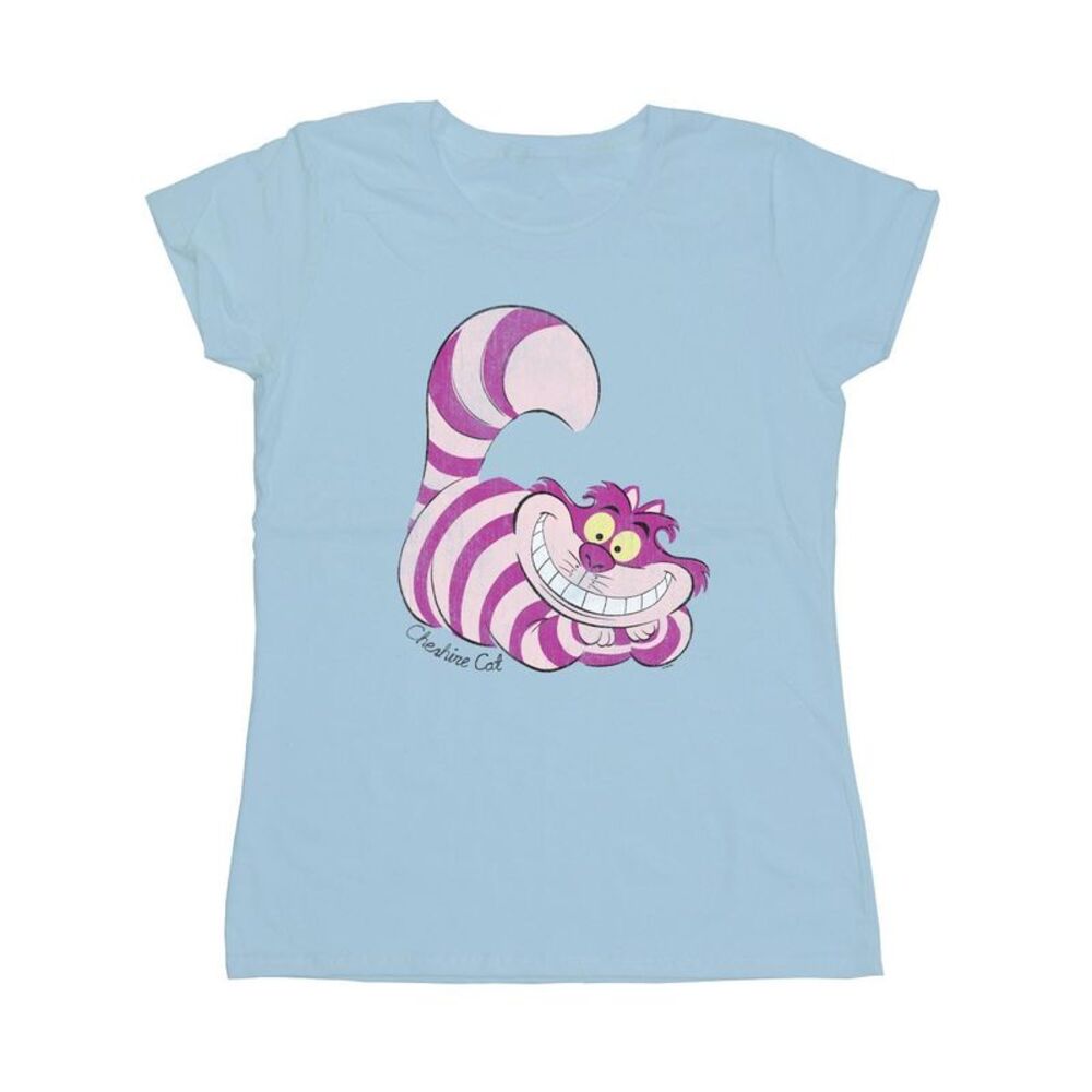 Alice In Wonderland Womens/Ladies Cheshire Cat Fitted T-Shirt / Baby Blue